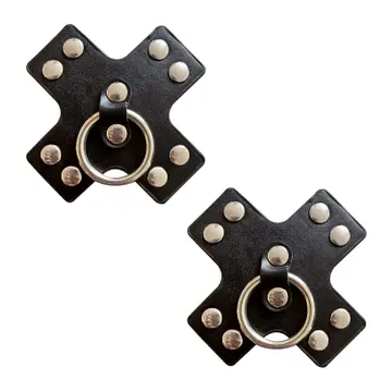 Pierced 'n Punked Leather Metal X Silicone Reusable Nipple Cover Pasties Black