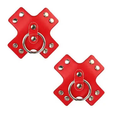 Pierced 'n Punked Red Leather Reusable Silicone Nipple Cover Pasties Red